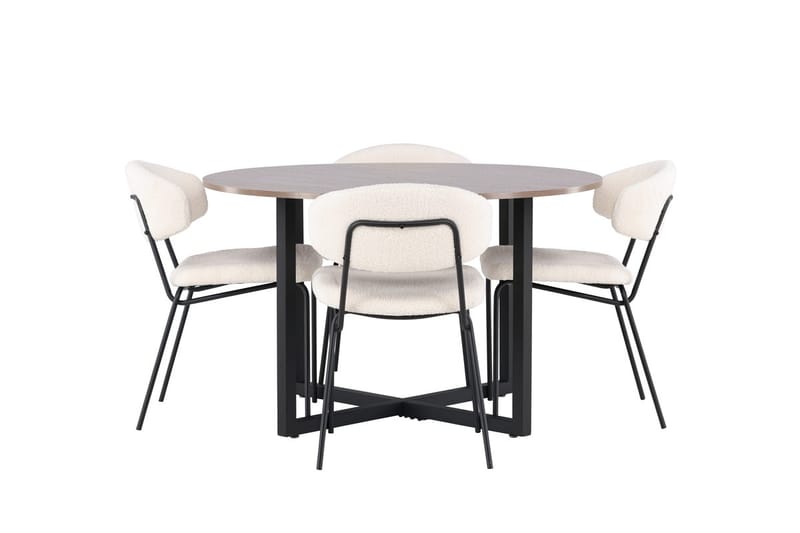 Durango Spisebord 120 cm Rundt med 4 Chico Spisestoler - Møbler - Bord - Spisegruppe