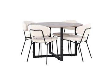 Durango Spisebord 120 cm Rundt med 4 Chico Spisestoler - Møbler - Bord - Spisegruppe