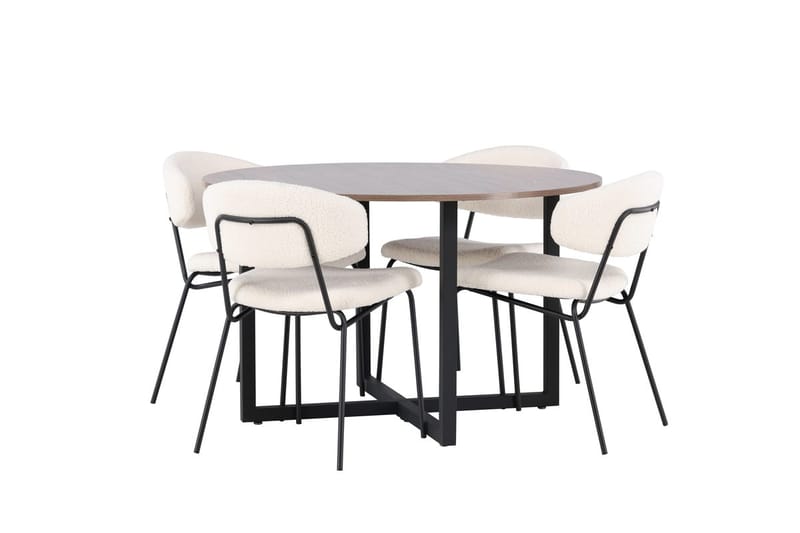 Durango Spisebord 120 cm Rundt med 4 Chico Spisestoler - Møbler - Bord - Spisegruppe