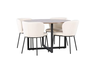 Durango Spisebord 120 cm Rundt med 4 Edina Spisestoler - Møbler - Bord - Spisegruppe