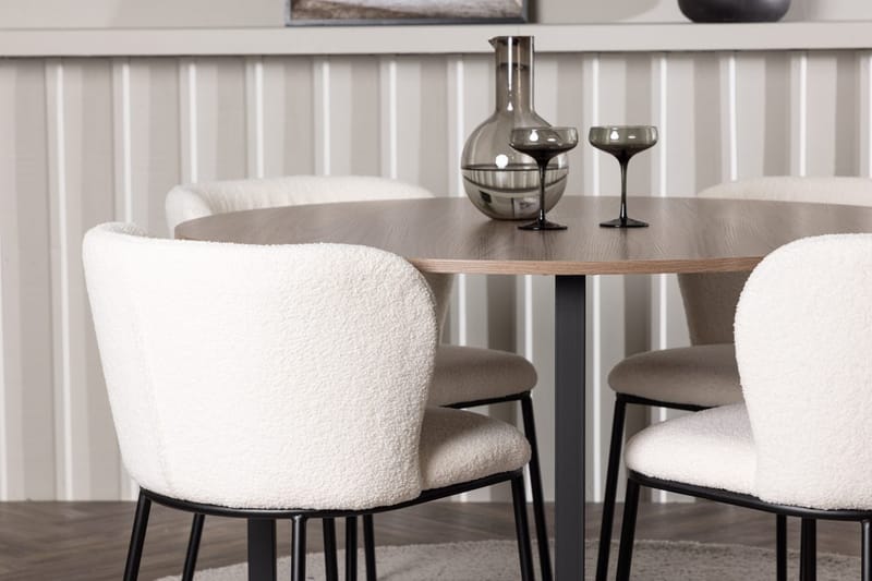 Durango Spisebord 120 cm Rundt med 4 Edina Spisestoler - Møbler - Bord - Spisegruppe
