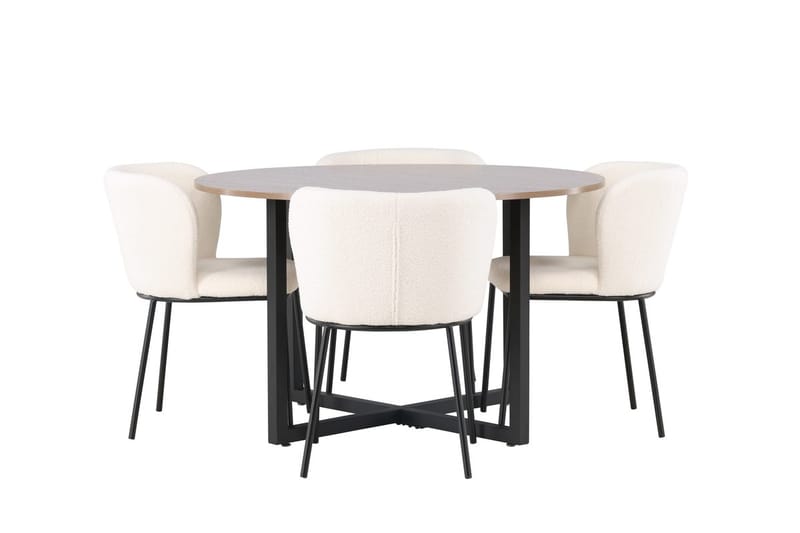 Durango Spisebord 120 cm Rundt med 4 Edina Spisestoler - Møbler - Bord - Spisegruppe
