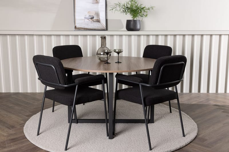 Durango spisebord 120 cm rundt med 4 Yesterday spisestoler