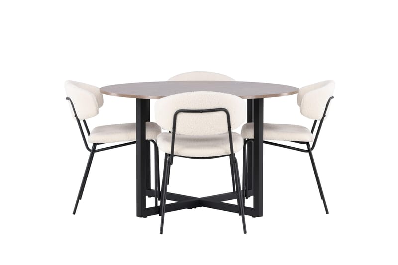 Durango Spisegruppe 120 cm Rund med 4 Chico Stoler, Valnød