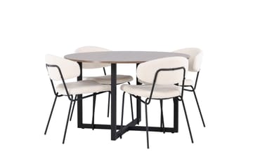 Durango Spisegruppe 120 cm Rund med 4 Chico Stoler - Valnød - Møbler - Bord - Spisegruppe