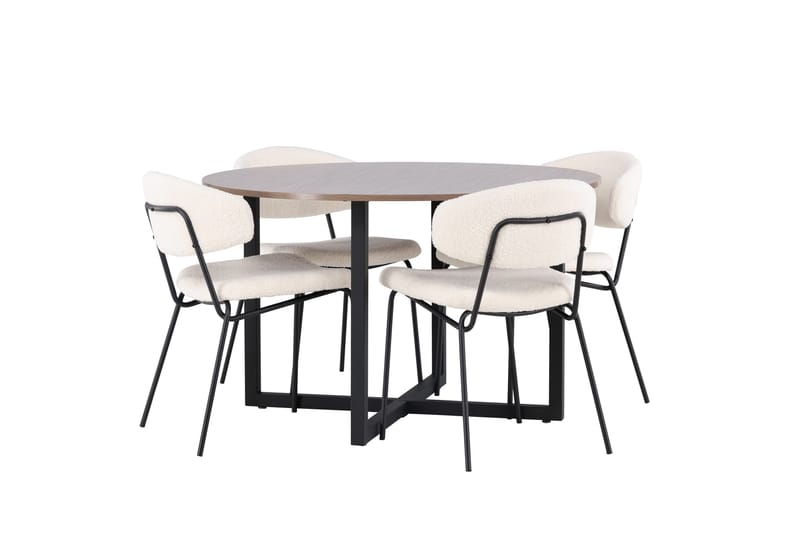 Durango Spisegruppe 120 cm Rund med 4 Chico Stoler - Valnød - Møbler - Bord - Spisegruppe