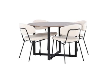 Durango Spisegruppe 120 cm Rund med 4 Chico Stoler - Valnød - Møbler - Bord - Spisegruppe