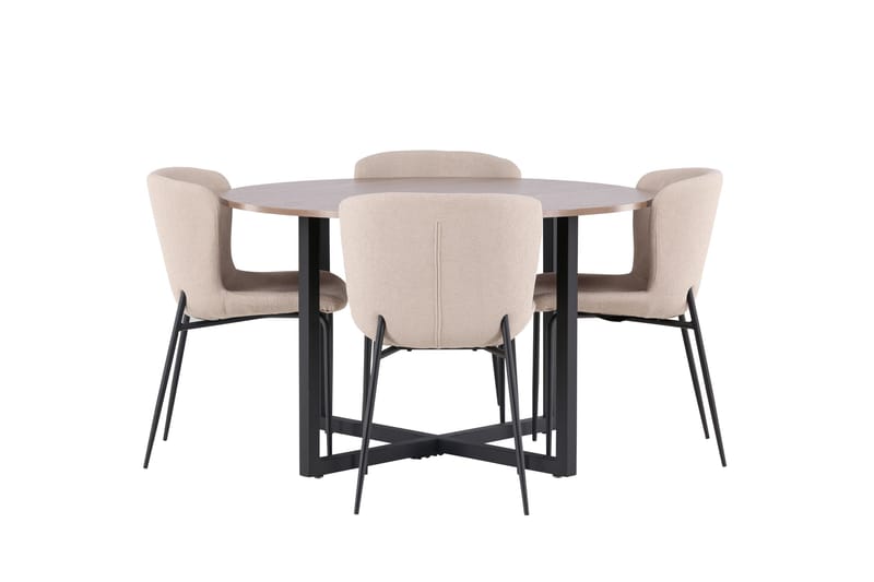 Durango Spisegruppe 120 cm Rund med 4 Modesto Stoler, Valnød