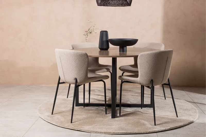 Durango Spisegruppe 120 cm Rund med 4 Modesto Stoler - Valnød - Møbler - Bord - Spisegruppe