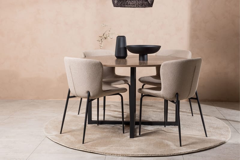 Durango Spisegruppe 120 cm Rund med 4 Modesto Stoler - Valnød - Møbler - Bord - Spisegruppe