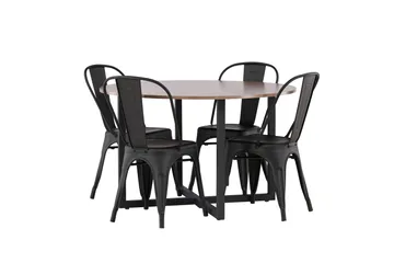 Durango Spisegruppe 120 cm Rund med 4 Tempe Stoler - Valnøtt - Møbler - Bord - Spisegruppe