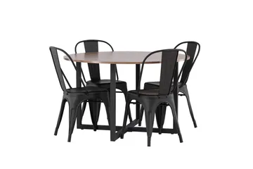 Durango Spisegruppe 120 cm Rund med 4 Tempe Stoler - Valnøtt - Møbler - Bord - Spisegruppe