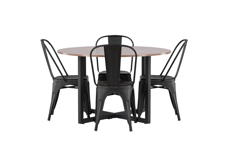 Durango Spisegruppe 120 cm Rund med 4 Tempe Stoler, Valnøtt