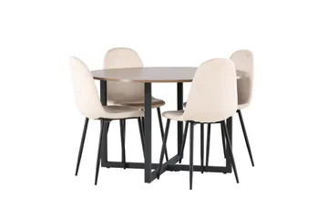 Durango Spisegruppe 120 cm Rund med 4 Polar Stoler - Valnød - Møbler - Bord - Spisegruppe
