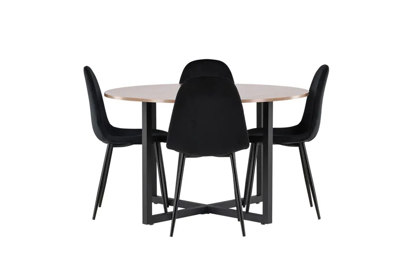 Durango Spisegruppe 120 cm Rund med 4 Polar Stoler - Valnød - Møbler - Bord - Spisegruppe