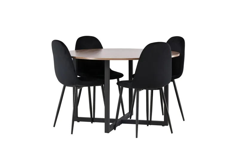 Durango Spisegruppe 120 cm Rund med 4 Polar Stoler - Valnød - Møbler - Bord - Spisegruppe