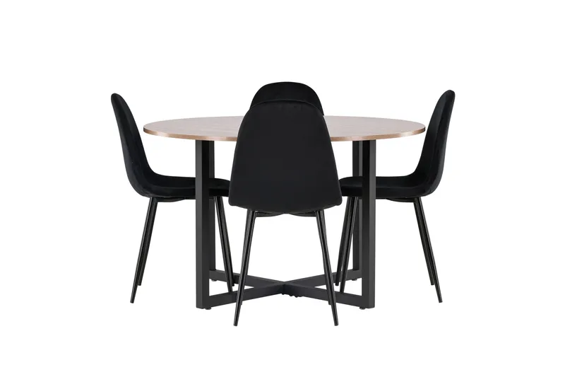 Durango Spisegruppe 120 cm Rund med 4 Polar Stoler - Valnød - Møbler - Bord - Spisegruppe