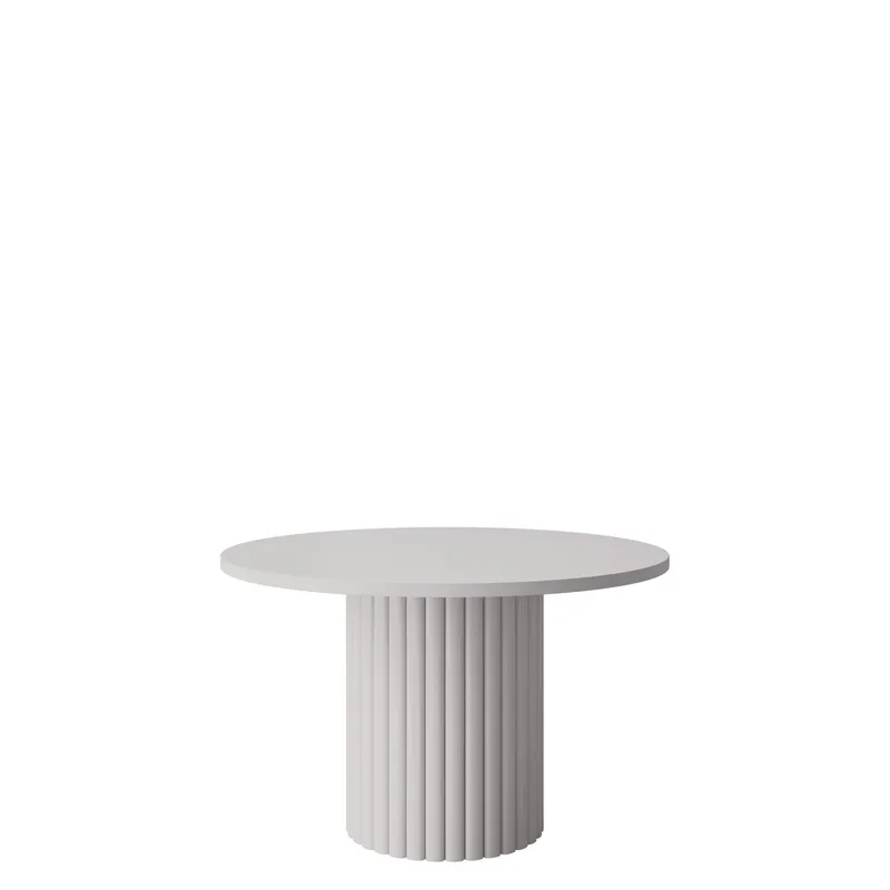 Durvan Rundt Salongbord med Riflet Søyle 67 cm i Tre, Beige
