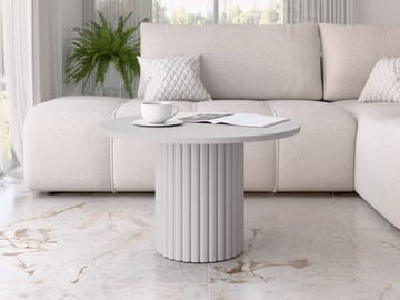 Durvan Rundt Salongbord med Riflet Søyle 67 cm i Tre - Beige - Møbler - Bord - Sofabord & salongbord