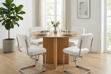 Edda Rundt Spisebord 110 cm Finér - Eik - Møbler - Bord - Spisebord & kjøkkenbord