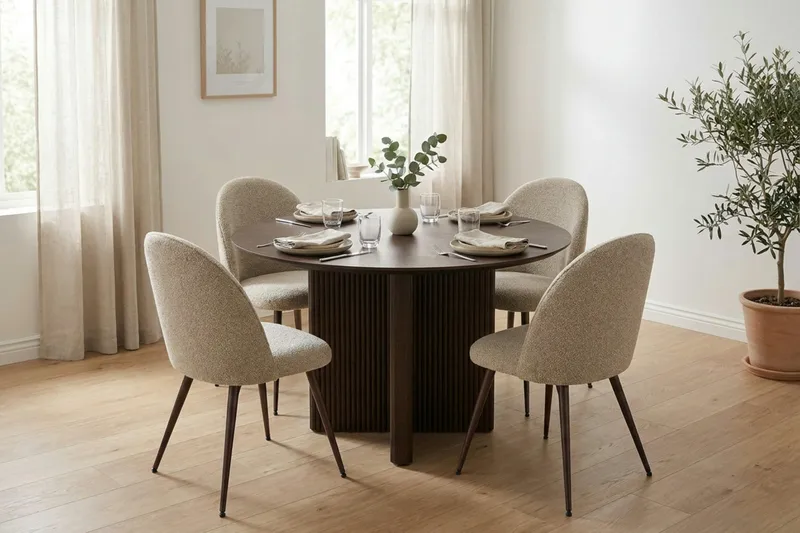 Edda Rundt Spisebord 110 cm Finér - Røkt eik - Møbler - Bord - Spisebord & kjøkkenbord