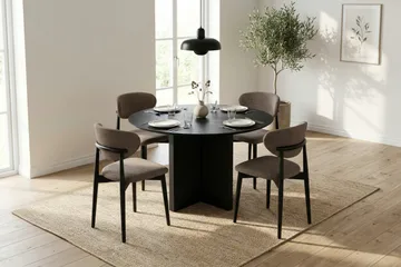 Edda Rundt Spisebord 110 cm Finér - Svart - Møbler - Bord - Spisebord & kjøkkenbord