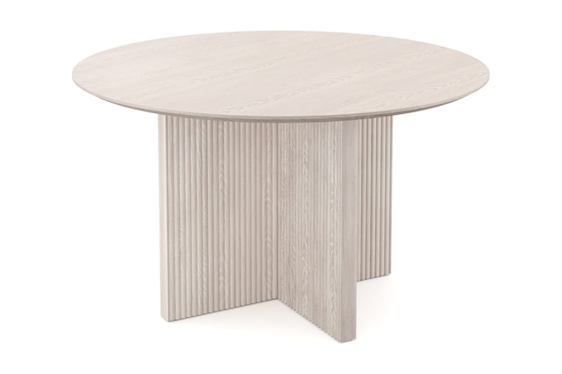 Edda Rundt Spisebord 130 cm Finér - Hvitlasert - Møbler - Bord - Spisebord & kjøkkenbord