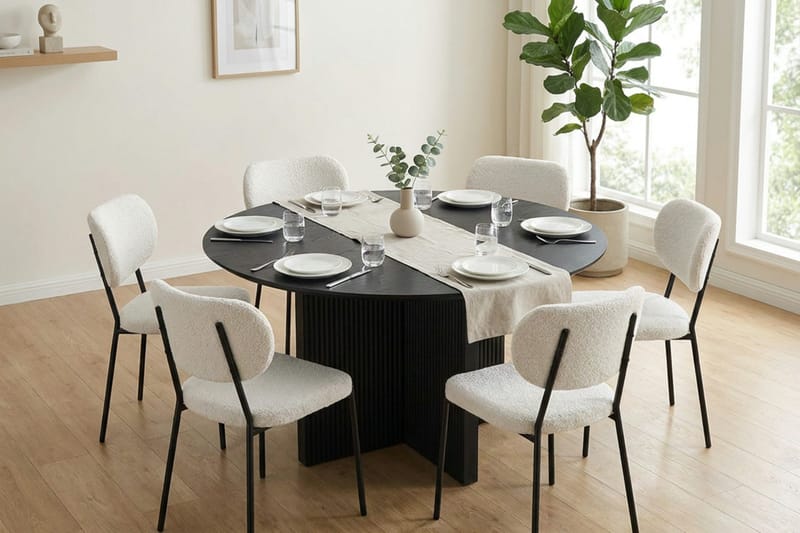 Edda Rundt Spisebord 130 cm Finér - Svart - Møbler - Bord - Spisebord & kjøkkenbord