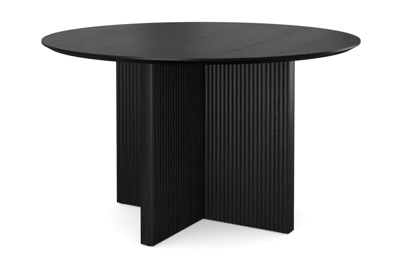 Edda Rundt Spisebord 130 cm Finér, Svartbeiset eik