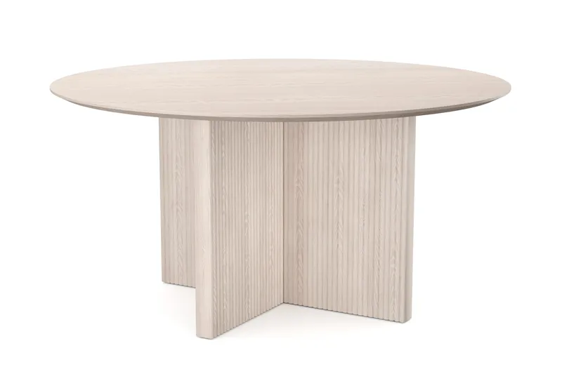 Edda Rundt Spisebord 150 cm Finér, Hvitlasert eik