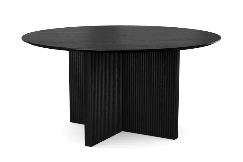 Edda Rundt Spisebord 150 cm Finér, Svartbeiset eik