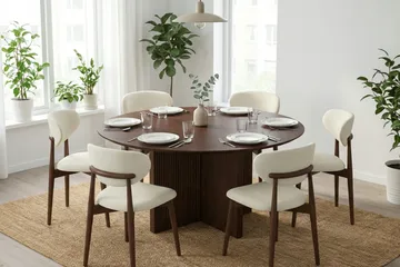 Edda Rundt Spisebord 150 cm Finér - Valnøtt - Møbler - Bord - Spisebord & kjøkkenbord