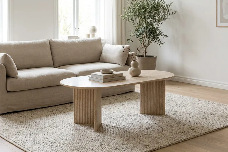 Edda sofabord ovalt 120 cm - Travertin - Møbler - Bord - Sofabord & salongbord