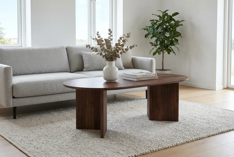 Edda Sofabord Ovalt 120 cm - Valnøtt - Møbler - Bord - Sofabord & salongbord