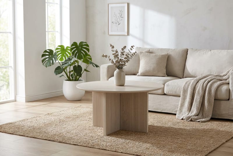 Edda sofabord rundt 85 cm - Hvitlasert - Møbler - Bord - Sofabord & salongbord