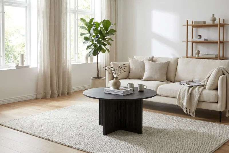 Edda Sofabord Rundt 85 cm - Svart - Møbler - Bord - Sofabord & salongbord