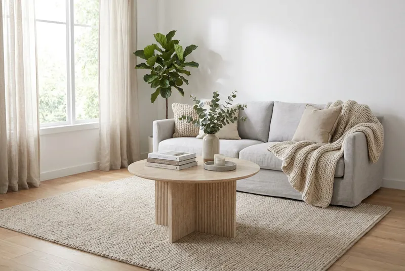 Edda sofabord rundt 85 cm - Travertin - Møbler - Bord - Sofabord & salongbord
