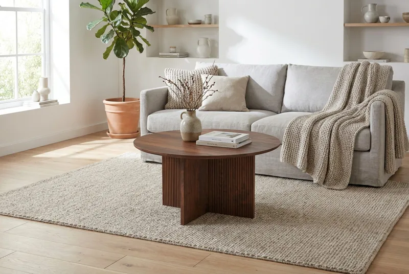 Edda Sofabord Rundt 85 cm - Valnøtt - Møbler - Bord - Sofabord & salongbord