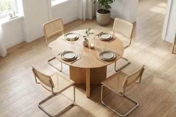 Edda spisegruppe rund 110 cm eik med 4 Build spisestoler - Eik - Møbler - Bord - Spisegruppe