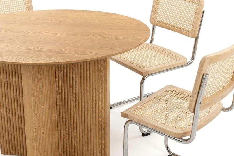 Edda spisegruppe rund 110 cm eik med 4 Build spisestoler - Eik - Møbler - Bord - Spisegruppe