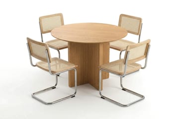 Edda spisegruppe rund 110 cm eik med 4 Build spisestoler - Eik - Møbler - Bord - Spisegruppe