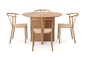 Edda spisegruppe rund 110 cm eik med 4 Elysia spisestoler - Eik - Møbler - Bord - Spisegruppe