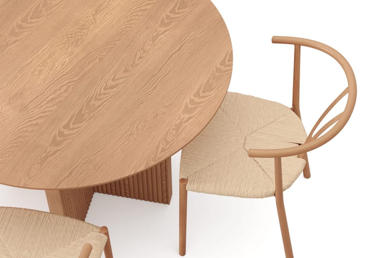 Edda spisegruppe rund 110 cm eik med 4 Elysia spisestoler - Eik - Møbler - Bord - Spisegruppe
