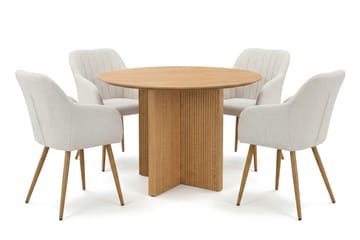 Edda spisegruppe rund 110 cm eik med 4 Filippa spisestoler - Eik - Møbler - Bord - Spisegruppe