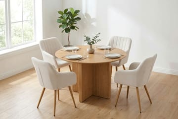 Edda spisegruppe rund 110 cm eik med 4 Filippa spisestoler - Eik - Møbler - Bord - Spisegruppe