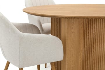 Edda spisegruppe rund 110 cm eik med 4 Filippa spisestoler - Eik - Møbler - Bord - Spisegruppe