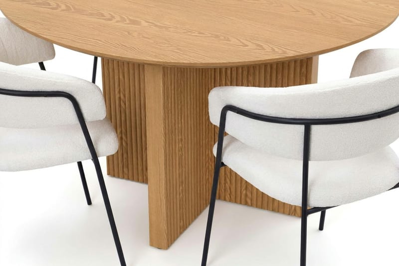Edda spisegruppe rund 110 cm eik med 4 Karol spisestoler - Eik - Møbler - Bord - Spisegruppe