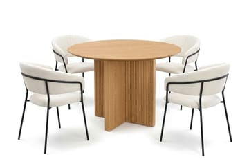 Edda spisegruppe rund 110 cm eik med 4 Karol spisestoler - Eik - Møbler - Bord - Spisegruppe