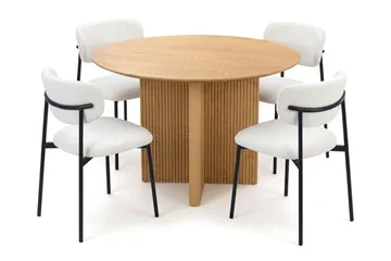 Edda spisegruppe rund 110 cm Eik med 4 Lucy spisestoler - Eik - Møbler - Bord - Spisegruppe