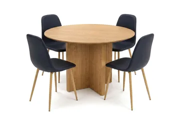 Edda spisegruppe rund 110 cm Eik med 4 Nibe spisestoler - Eik - Møbler - Bord - Spisegruppe